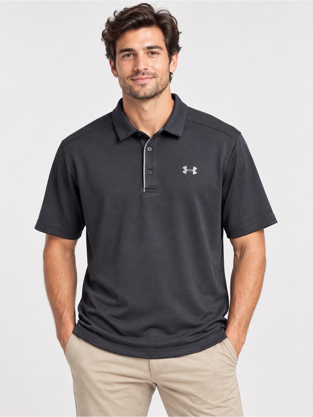 Under Armour Men’s Medium Charcoal Polo with Contrast Trim